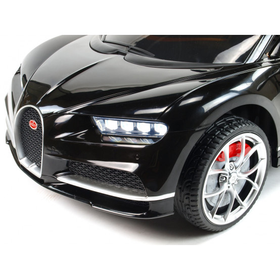 Bugatti Chiron s 2.4G DO, realistickým osvětlením, čalouněnou sedačkou, MP3/SD/USB, ČERNÉ LAKOVANÉ